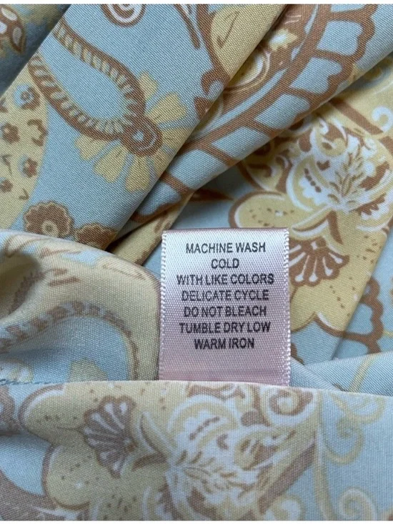 NWOT Dizzy Lizzy Light Blue and Yellow Tie-Front Puff-Sleeve Dress Never Worn - Picture 10 of 12